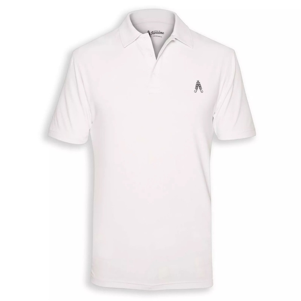 NEW- Royal & awesome men’s white preppy golf performance short sleeve polo shirt